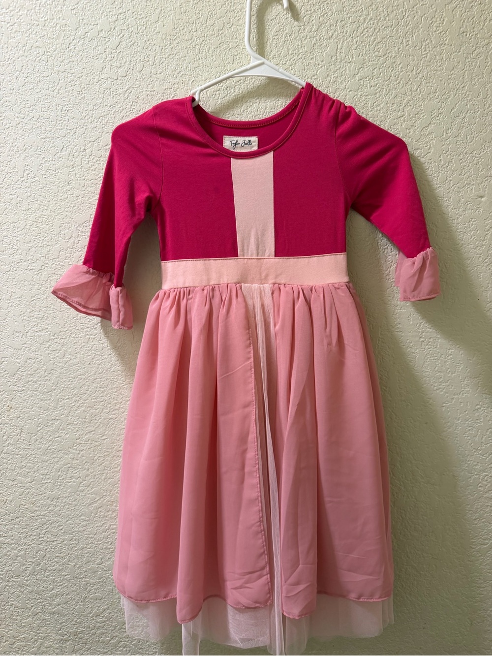 Taylor Joelle Girls' Two-Tone Pink Party Dress - Picture 2 of 3
